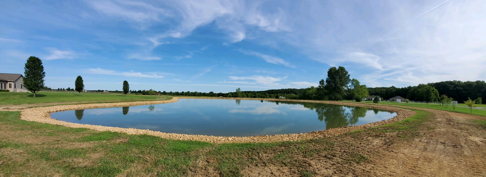 Decorative Rock Lined Pond